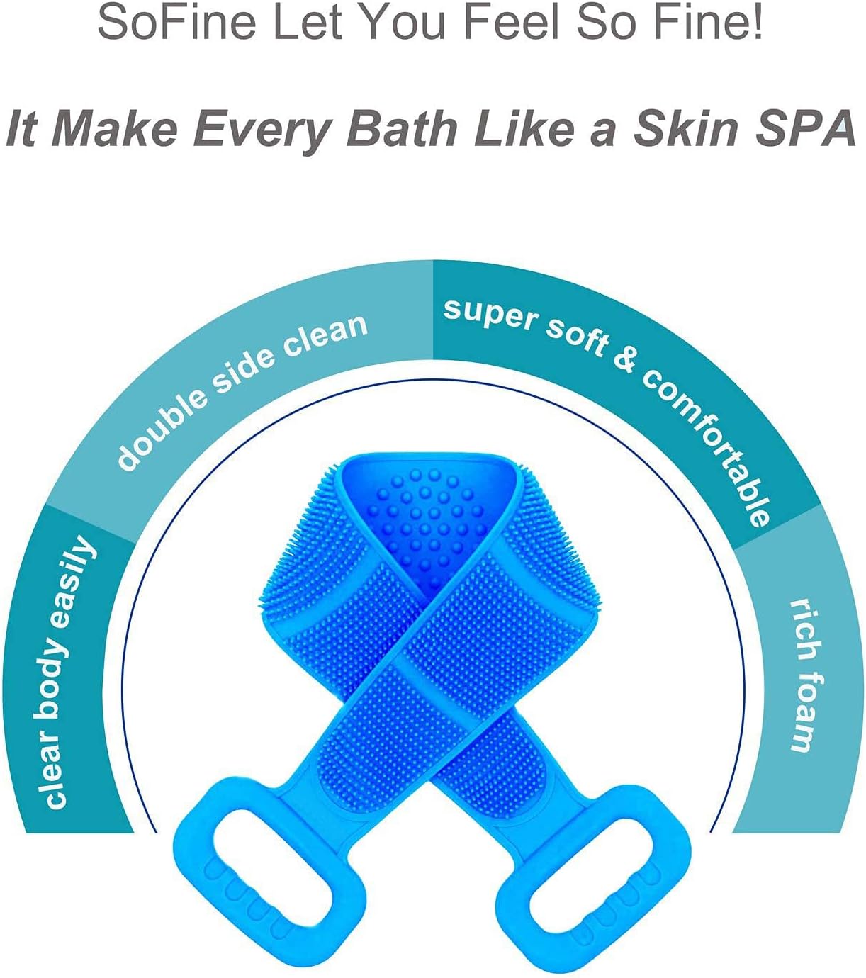 Silicone Back Scrubber Bath Belt – Pack of 2 | Double-Sided Exfoliating & Massage Shower Brush | Body Wash Exfoliator for Men & Women – Waterproof, Hygienic Design