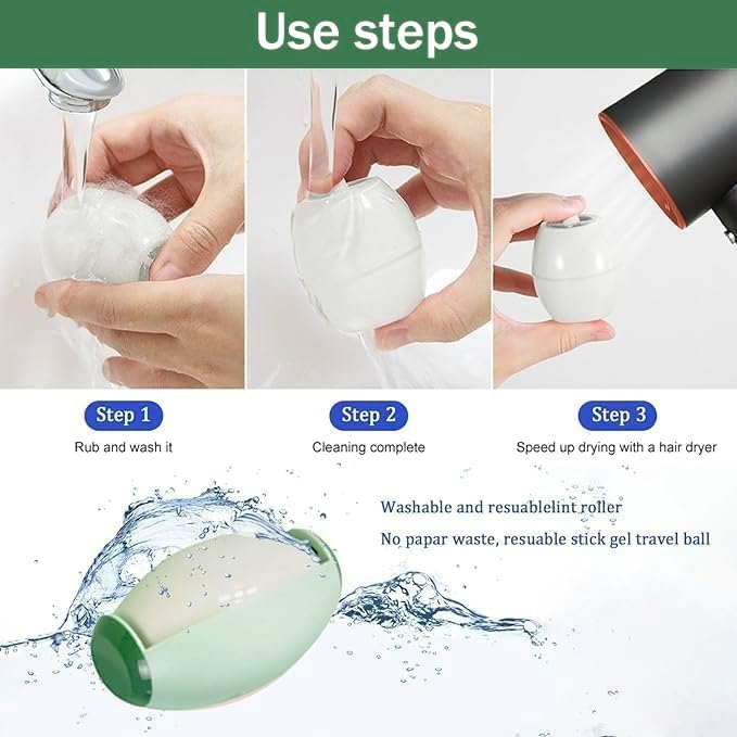 Reusable Lint Roller Ball – Extra Sticky, Washable & Travel-Friendly (Green)