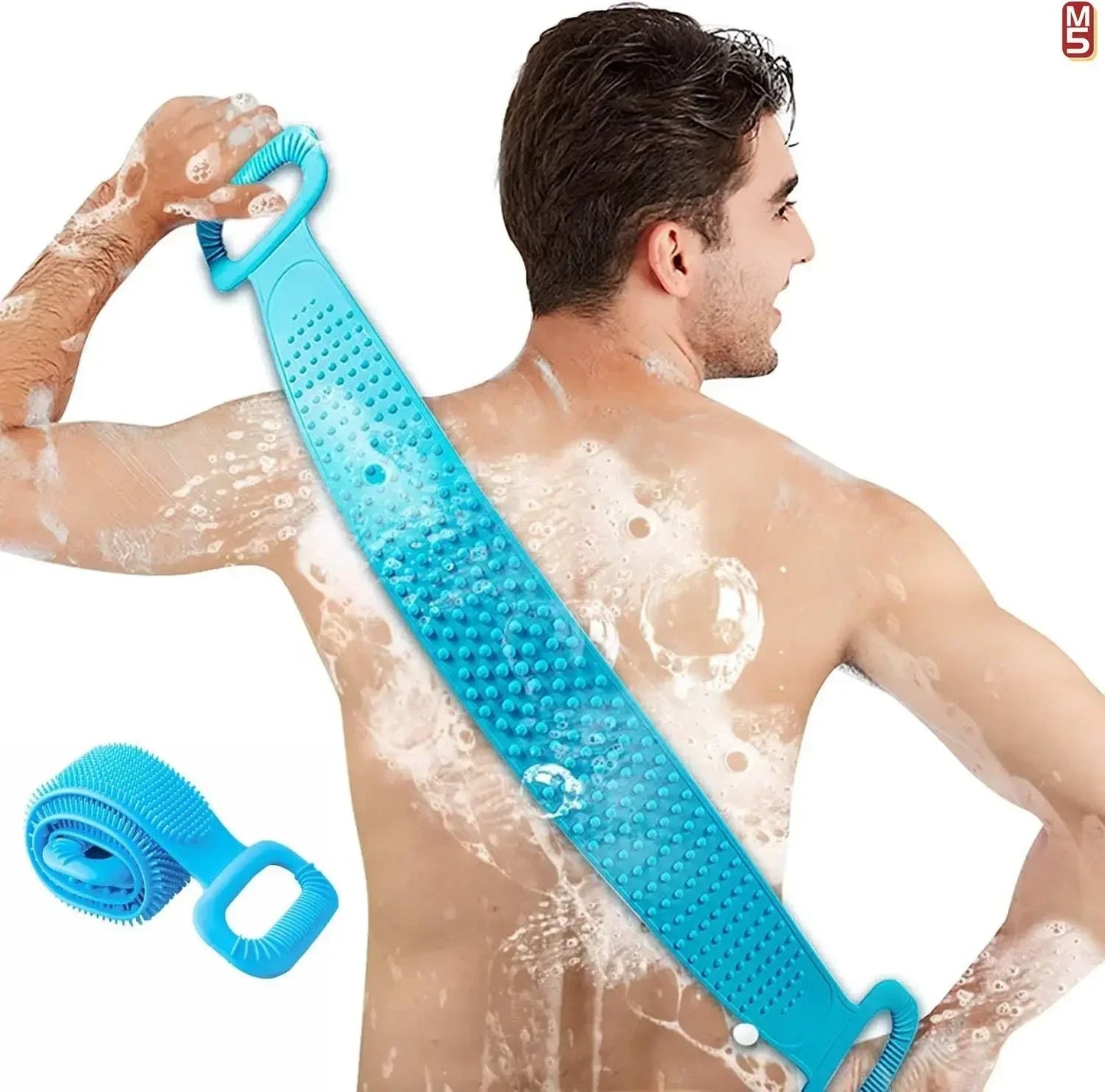 Silicone Back Scrubber Bath Belt – Pack of 2 | Double-Sided Exfoliating & Massage Shower Brush | Body Wash Exfoliator for Men & Women – Waterproof, Hygienic Design