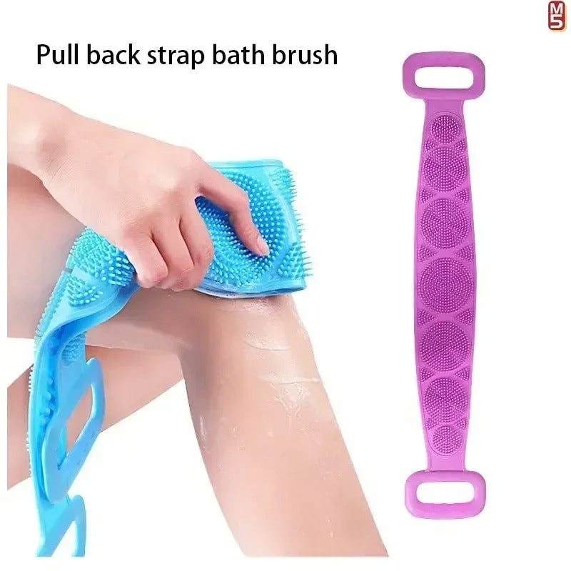 Silicone Back Scrubber Bath Belt – Pack of 2 | Double-Sided Exfoliating & Massage Shower Brush | Body Wash Exfoliator for Men & Women – Waterproof, Hygienic Design