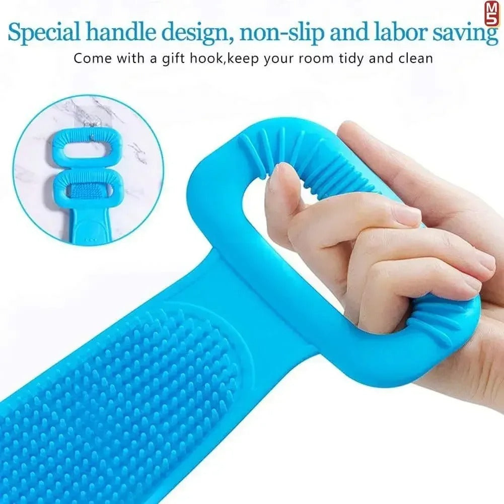 Silicone Back Scrubber Bath Belt – Pack of 2 | Double-Sided Exfoliating & Massage Shower Brush | Body Wash Exfoliator for Men & Women – Waterproof, Hygienic Design