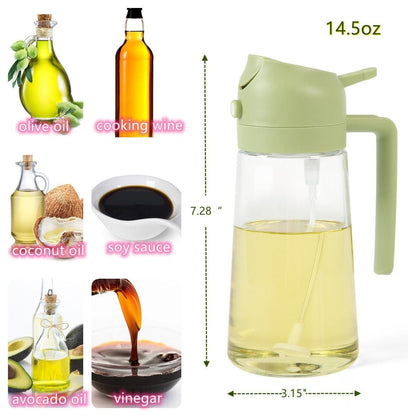 AppliKart Premium Glass 2-in-1 Oil Sprayer & Dispenser Bottle – Dual-Function Nozzle for Cooking, Air Fryer, Salad, Roasting & Frying (Multi Colour,550ml, Pack of 1)