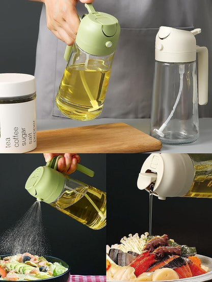 AppliKart Premium Glass 2-in-1 Oil Sprayer & Dispenser Bottle – Dual-Function Nozzle for Cooking, Air Fryer, Salad, Roasting & Frying (Multi Colour,550ml, Pack of 1)