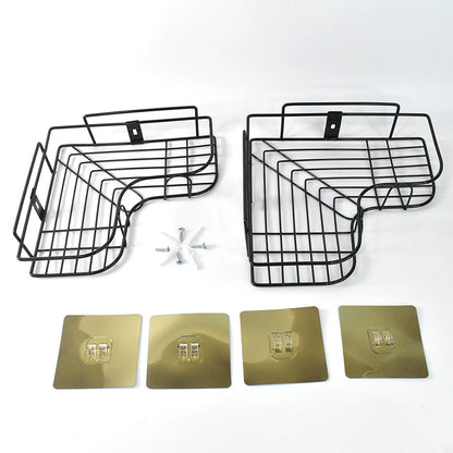 2-Piece Combo Stainless Steel Self-Adhesive Bathroom & Kitchen Corner Shelves