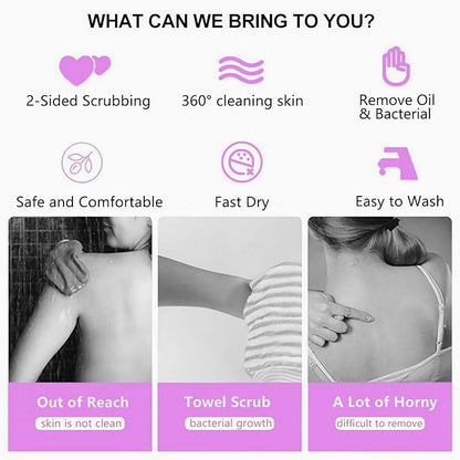 Silicone Back Scrubber Bath Belt – Pack of 2 | Double-Sided Exfoliating & Massage Shower Brush | Body Wash Exfoliator for Men & Women – Waterproof, Hygienic Design