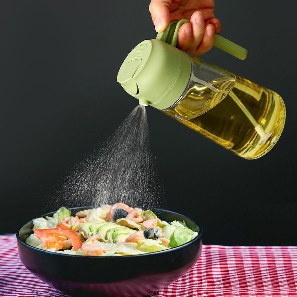 AppliKart Premium Glass 2-in-1 Oil Sprayer & Dispenser Bottle – Dual-Function Nozzle for Cooking, Air Fryer, Salad, Roasting & Frying (Multi Colour,550ml, Pack of 1)