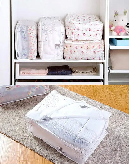 AppliKart 2pcs Waterproof Foldable Printed Storage Bags for Blankets &amp; Clothes – Multicolor (Pack of 2)