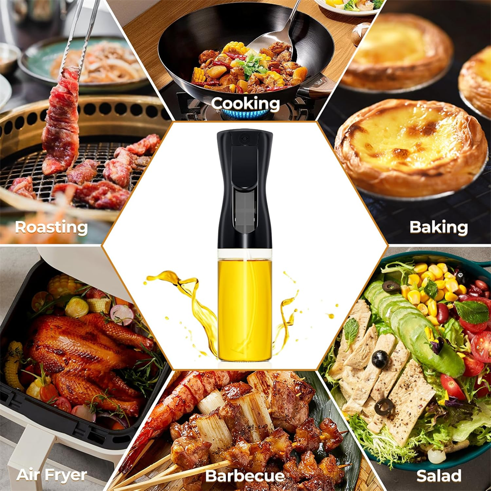 Glass Oil Spray Dispenser Bottle – 200ml Refillable Food Grade Mister for Healthy Cooking