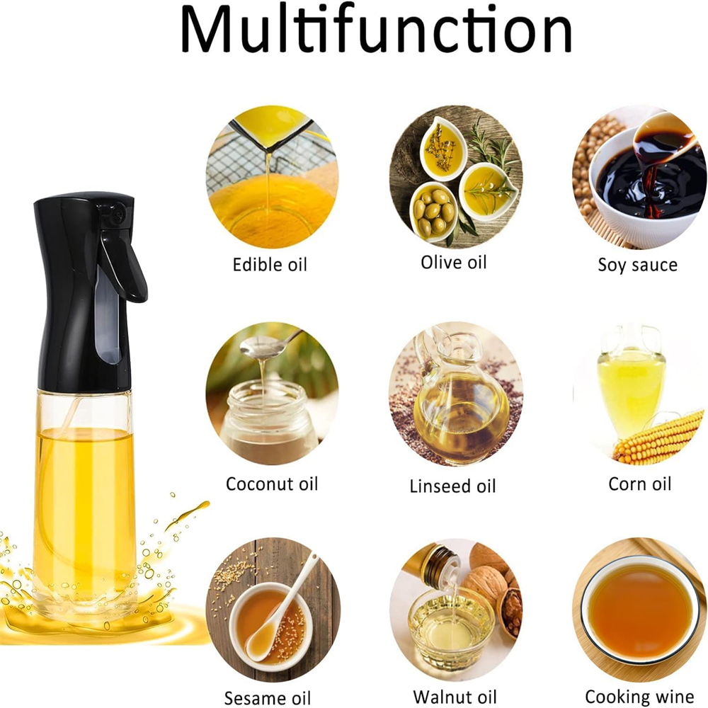 Glass Oil Spray Dispenser Bottle – 200ml Refillable Food Grade Mister for Healthy Cooking