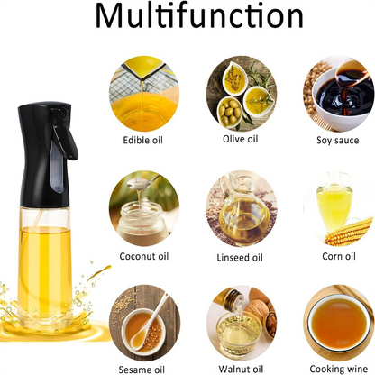 Glass Oil Spray Dispenser Bottle – 200ml Refillable Food Grade Mister for Healthy Cooking