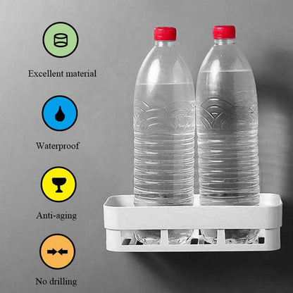 Combo of 4 Pcs Wall-Mounted Bathroom & Kitchen Shelves (2 Soap Shelves + 2 Storage Racks) – Plastic Adhesive Organizer Set