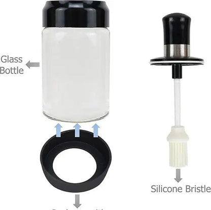 AppliKart 250 ml Glass Oil Dispenser With Basting Brush